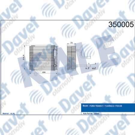 KALE 350005 Evaporator Brazing Focus 98> Connect 02> 1.6 1.8 16v Tdci